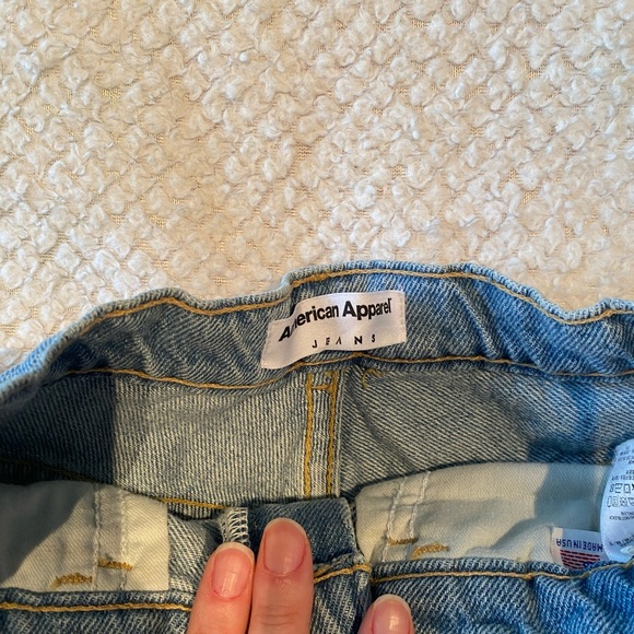 American Apparel High Waisted Cuffed Jean Shorts - Picture 6 of 7